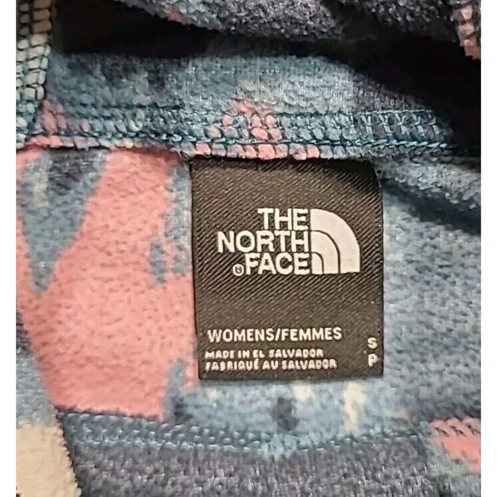 The North Face Glacier Pullover Fleece Hoodie Blue/Pink Abstract Print S P - Picture 9 of 16